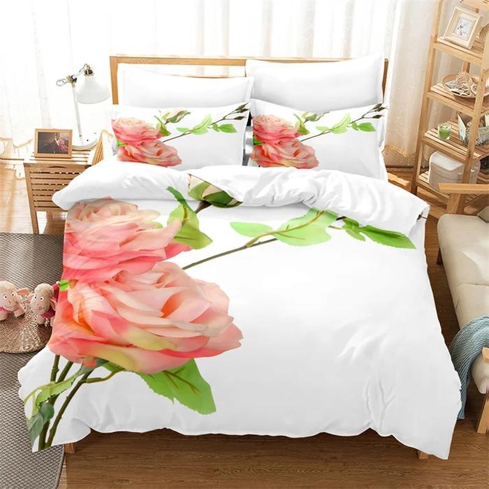 Gambar Pink Rose Bedding Set Highgrade Girl White Duvet Cover King Quil dari Enigmaa Retro undefined Tokopedia