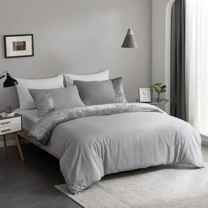 Gambar Velvet Patchwork Bedding Sets Single Double Duvet Cover Set Solid dari Enigmaa Retro undefined Tokopedia