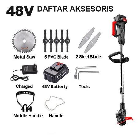 Gambar As* Mesin Potong Rumput Lawn Trimmer With Battery Electric Lawn Mower - Hitam dari Alsa Store undefined Tokopedia