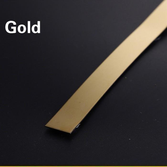 Gambar 3M List Plat Strip Mirror Gold Stainless Steel 0.8mm Dekorasi Dinding - Emas, 1cm*300cm dari bhqhome undefined Tokopedia