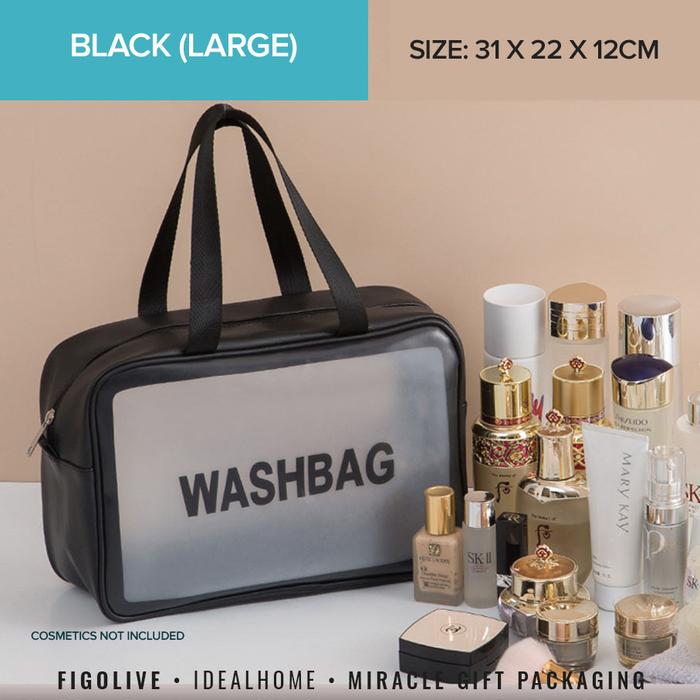 Jual Best Large Frosted Travel Toiletries Bag Pouch, Waterproof