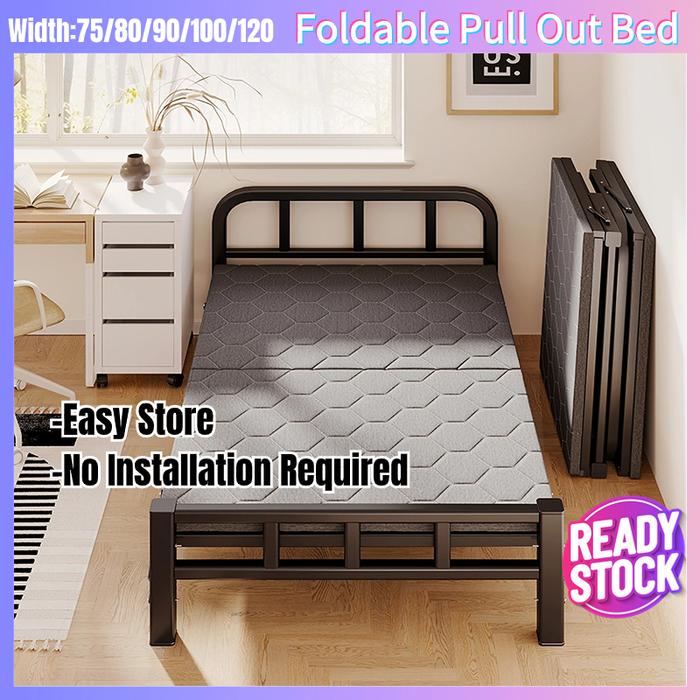 Gambar Foldable Bed Single Bed Frame/Wooden Mattress Base/Portable Bedding/Folding Bed/Ready To Use/Space-Saving dari Novalutions undefined Tokopedia