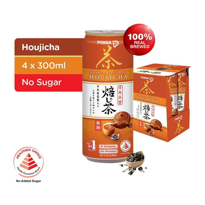 Gambar Pokka Houjicha Japanese Roasted Tea No Sugar 300ML X 4 dari Komirah store undefined Tokopedia