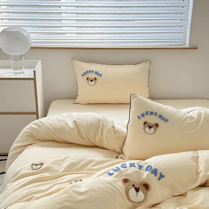 Gambar 3Pcs Baby Cartoon Bear Bedding Set For Newborns Soft Cotton Crib dari Ocean Kraft undefined Tokopedia