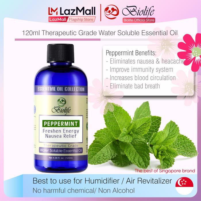 Gambar Biolife Peppermint Water Soluble Essential 120ml, Made With Botanical Extract No Harmful Chemical. Use With Aroma Diffusers, Air Revitalizers, Air Purifiers, Humidifiers. dari Sakara Labelz undefined Tokopedia