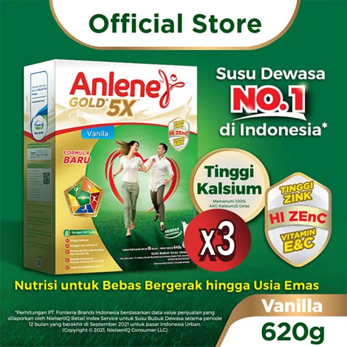 Gambar Anlene Gold 5X Susu Bubuk Vanila 3 X 620g - Nutrisi Tulang, Sendi, Dan dari tokohanifah7775 undefined Tokopedia