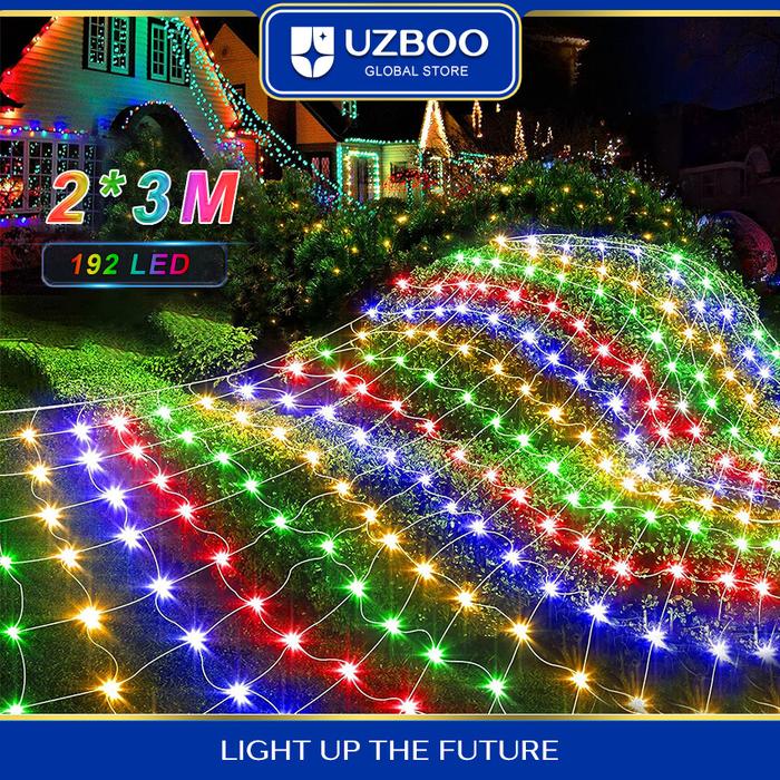Gambar UZBOO 220V String Lights Outdoor Christmas Net Lights LED Mesh String Light Connectable Light Garden Tree Bushes Holiday Wedding Party Decorations Bedroom Indoor Outdoor Decor dari Posh Panaches undefined Tokopedia