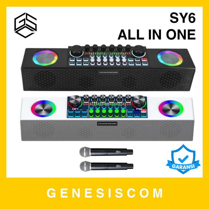 Gambar Soundcard Mixer SY6 Bluetooth Speaker Karaoke Sound Card +2 Microphone - Putih dari PMD Montana undefined Tokopedia