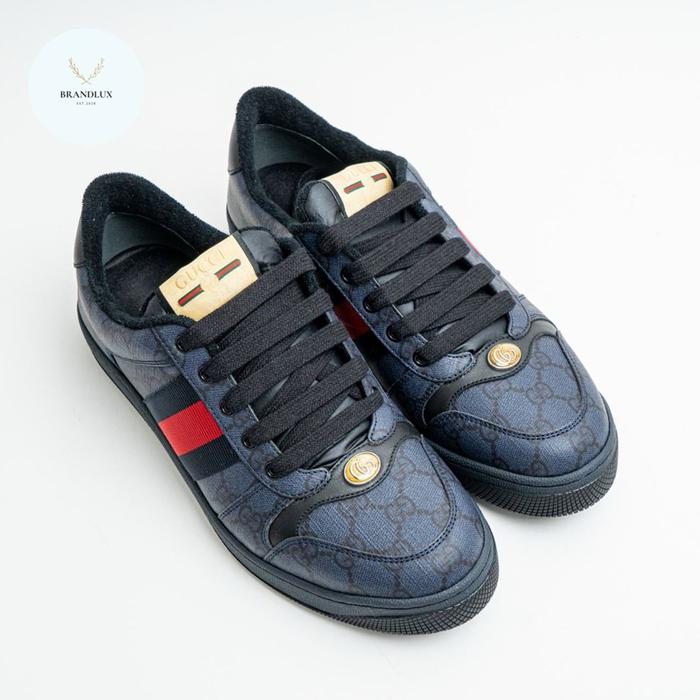 Promo Gucci Screener GG Supreme Sneakers with Red Blue Web Blue
