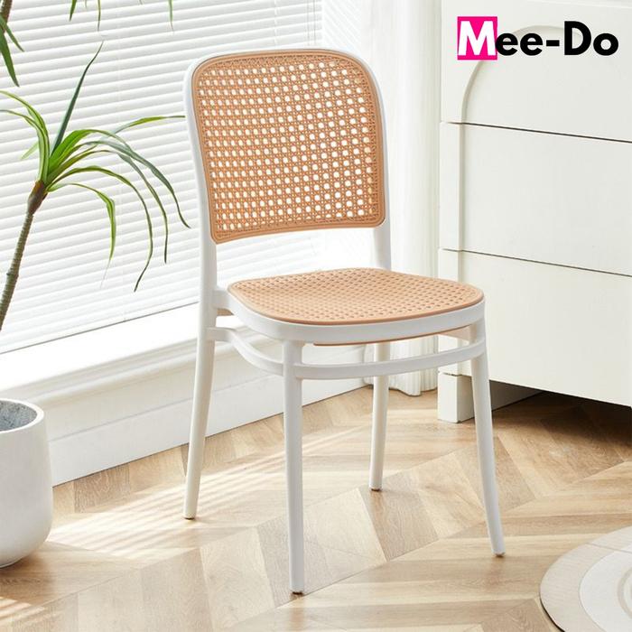 Gambar Kursi Makan Cafe Rotan Sintetis Kursi Teras Plastik Anyaman - OLIVE - WHITE dari Mee Do undefined Tokopedia