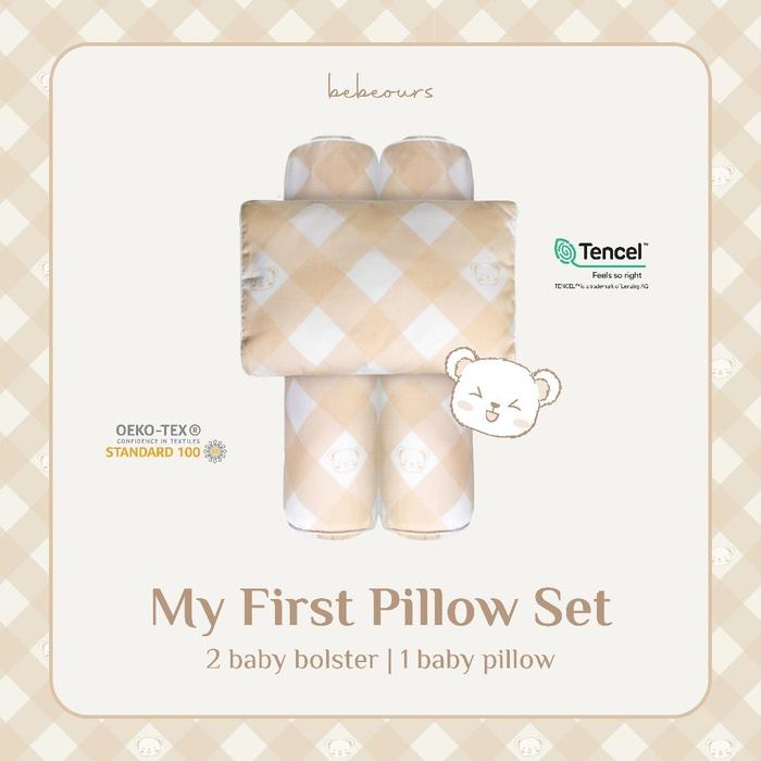 Gambar Bebeours Baby Tencel Pillow Bolster Set - Set Bantal Guling Tencel Bayi Newborn - Beige dari Jevan Baby undefined Tokopedia