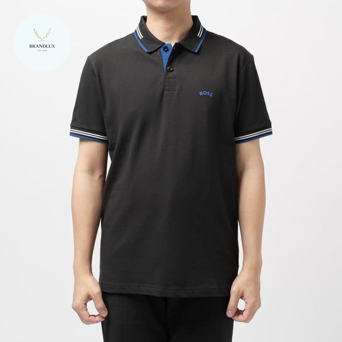 Gambar Hugo Boss Style Paul Curved Slim Fit Polo Shirt Black/Bright Blue - M dari Brandluxid undefined Tokopedia