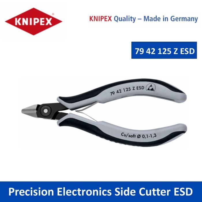 Gambar Tang Potong ESD Pemotong Samping Elektronik Presisi 79 42 125 Z ESD Precision Electronics Side Cutter ESD Knipex dari Mykei Tools undefined Tokopedia