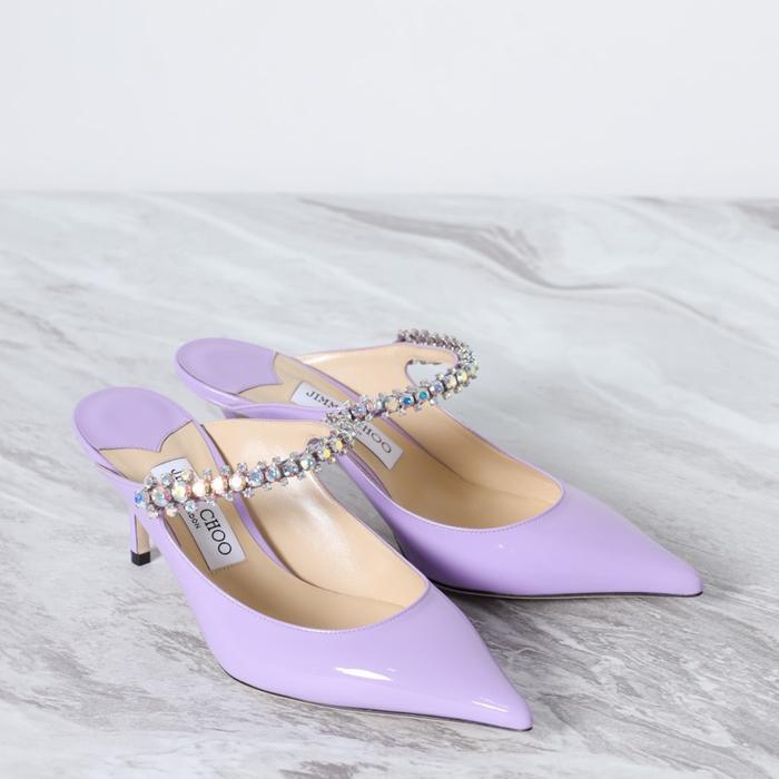 Promo JIMMYCHOO Bing Mules 65mm in Wisteria/Aurora Patent with