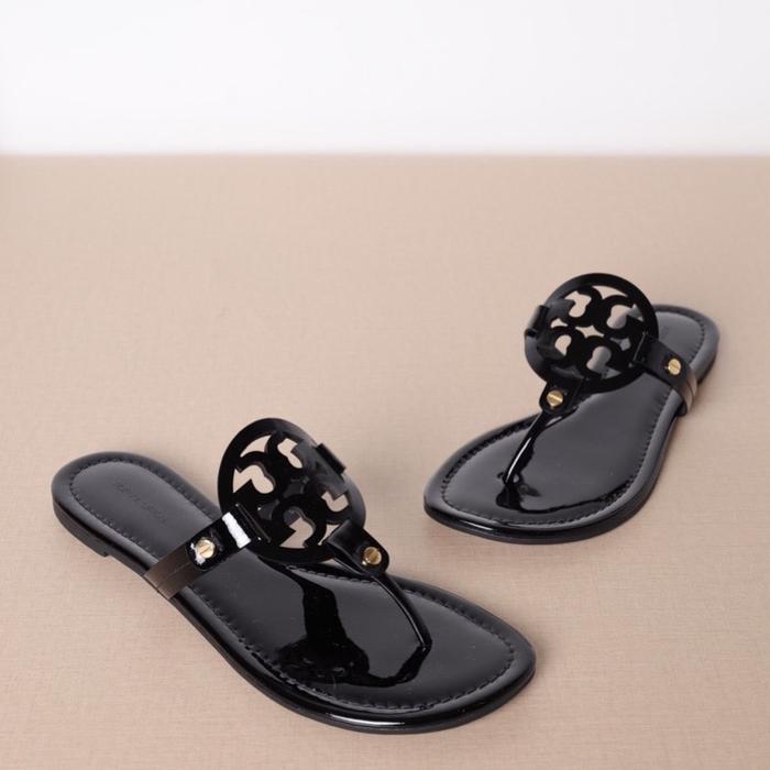 Promo TORY BURCH Miller Thong Sandals in Perfect Black Patent
