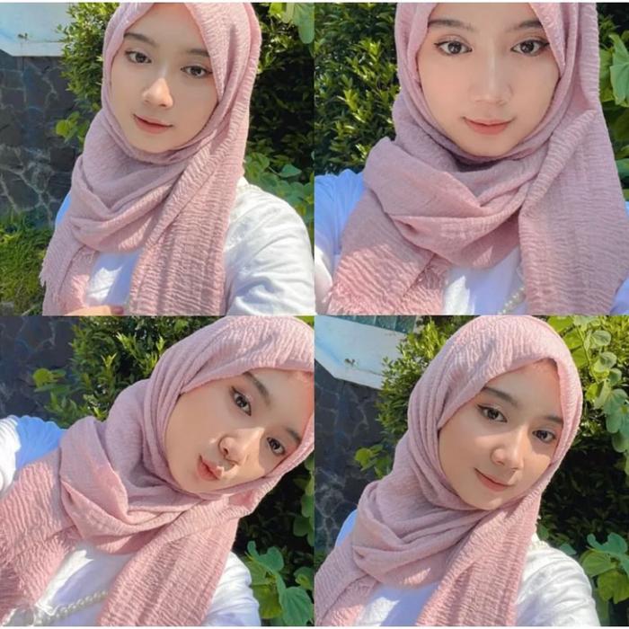 model hijab pashmina crinkle