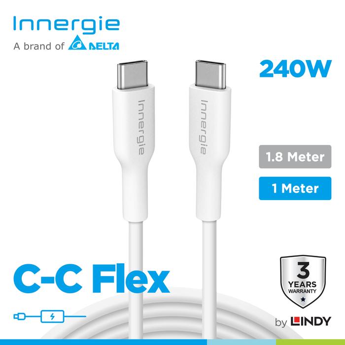 Gambar Kabel Charger Type C INNERGIE USB 3.1 PD 240 Watt For Macbook Pro iPad Samsung S24 - C-C Flex 1M dari LINDY INDONESIA undefined Tokopedia