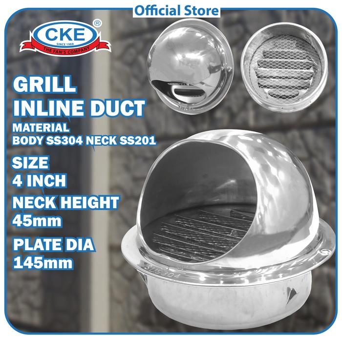 Gambar Grill Penutup Inline Duct Booster Fan Stainless Steel 304 Air Vent Cap - 4 Inch dari SumberSuksesShop undefined Tokopedia