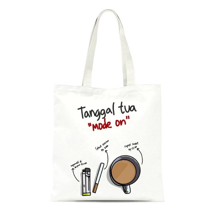 Gambar Tote Bag Quotes Totebag Pria Wanita Bahan Canvas Putih Tebal Part 1 - Quotes 1 dari Padaringan.co undefined Tokopedia