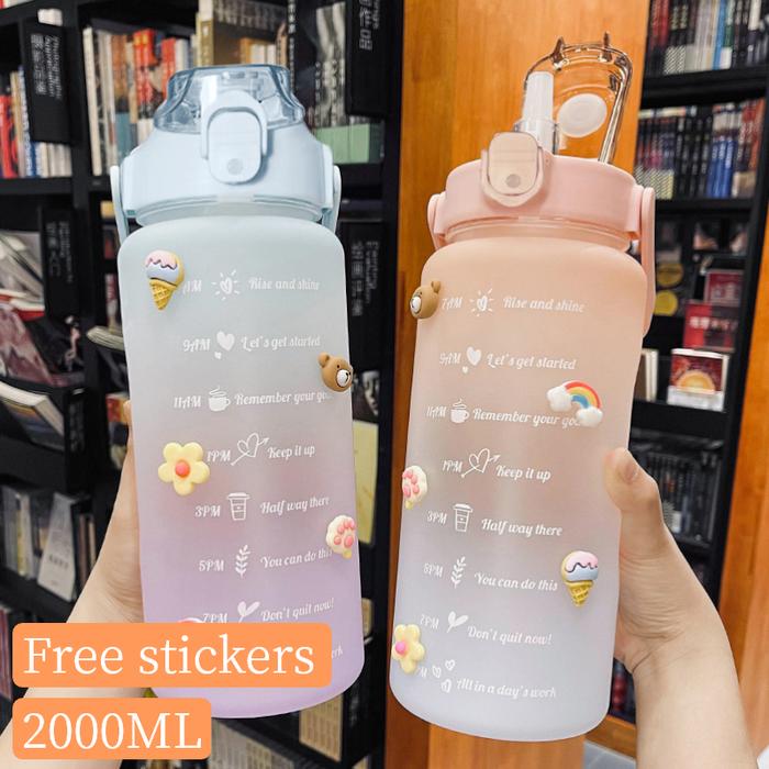 Gambar Water Bottle 2 Liters With Time Marker Reusable Outdoors Sports dari doristuso undefined Tokopedia