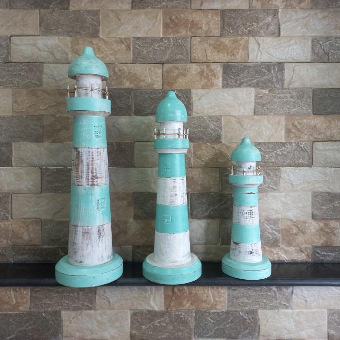 Gambar Dekorasi Kayu antik Hiasan Rumah Kerajinan Home decor unik - Mercusuar - Strip Hijau, XS dari Homdec By D&A undefined Tokopedia