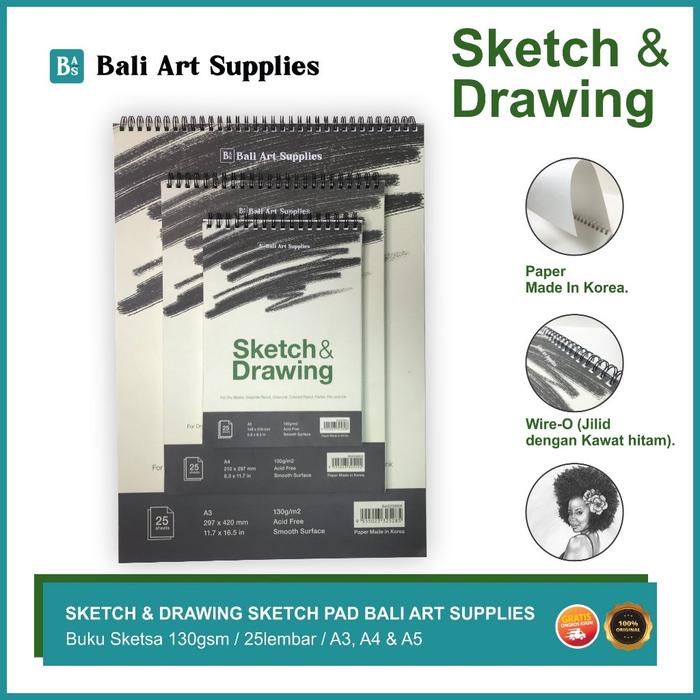 Gambar Sketch & Drawing Book Bali Art Supplies / Buku Gambar & Sketsa Wire - A3 42 x 29,7 cm dari candraramdani161104 undefined Tokopedia