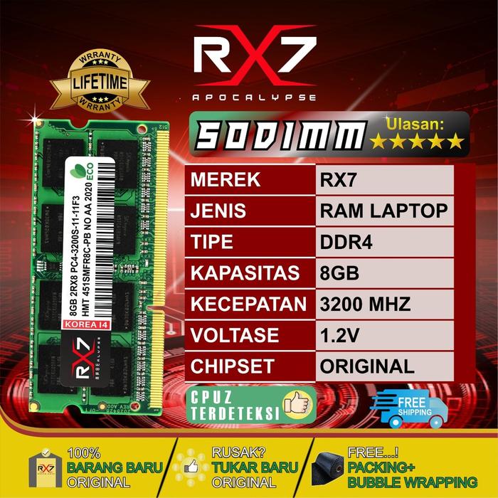 Jual RAM RX7 DDR4 8GB 3200 MHz PC 25600 RAM LAPTOP SODIMM GARANSI