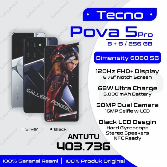 Gambar Tecno Pova 5 Pro 5G 8/256 Gb Garansi Resmi - Silver - Black dari HP Resmi Official undefined Tokopedia