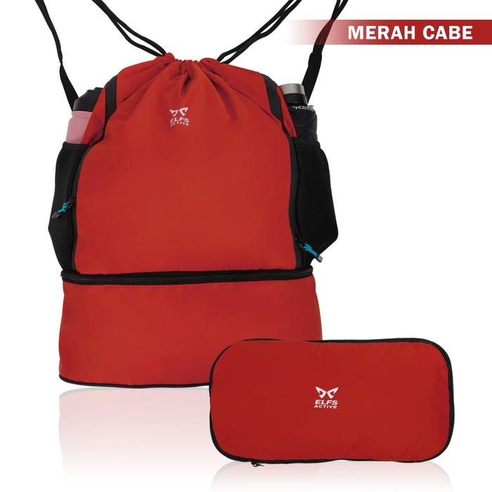 Gambar Elfs Active Foldable String Bag 25L Tas Serut anti air Taslan Coated - Merah dari Elfs Active undefined Tokopedia