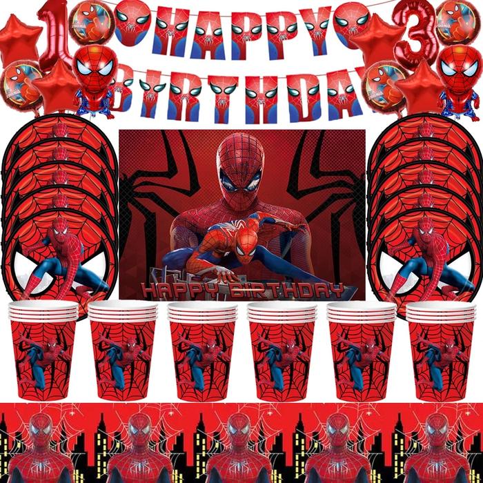 Gambar Red Spiderman Party Supplies Cup Plates Napkins Tabcloth dari Eazy Deals undefined Tokopedia