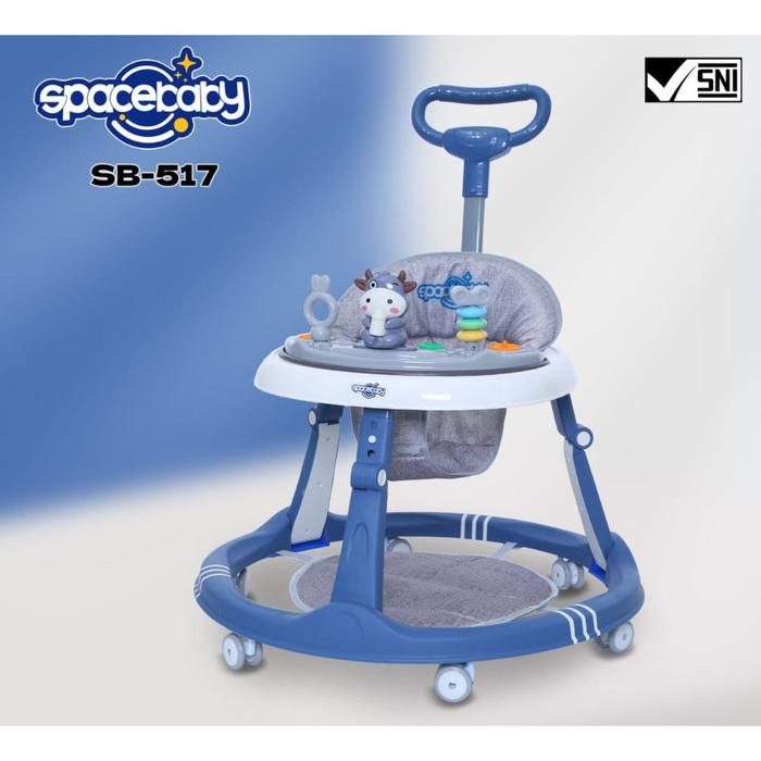 Gambar BABY WALKER MURAH SPACE BABY BW 517 COW W/STIR - BIRU dari Baby Smart Cool undefined Tokopedia