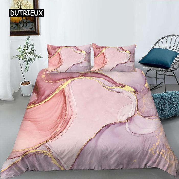 Gambar Marble Duvet Cover Set Pink Printed Queen Size Bedding Set Polyester dari BAHTIARR39 undefined Tokopedia