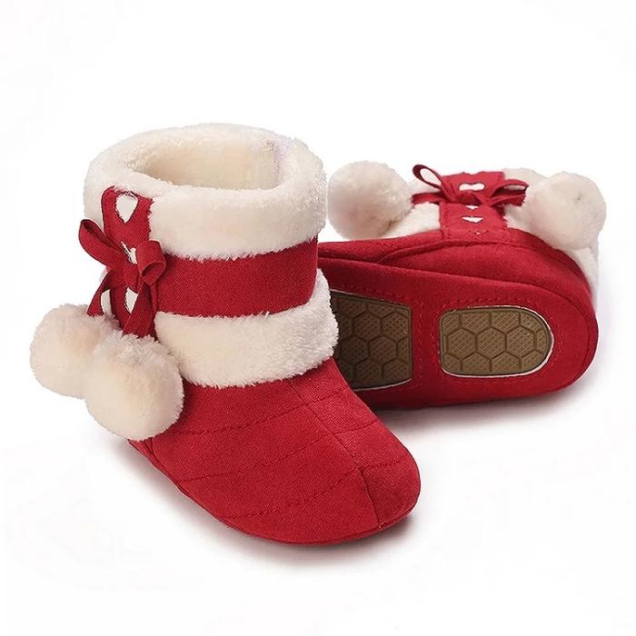 Jual Winter Newborn Baby Girls Boots Cute Bow Warm Plush Pom Snow