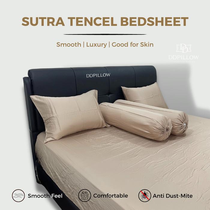 Gambar VIRAL DDPillow Bedsheet Set / Set Sprei Sutra Tencel 80s - Gold Biege, 160cm x 200cm  dari aranad undefined Tokopedia