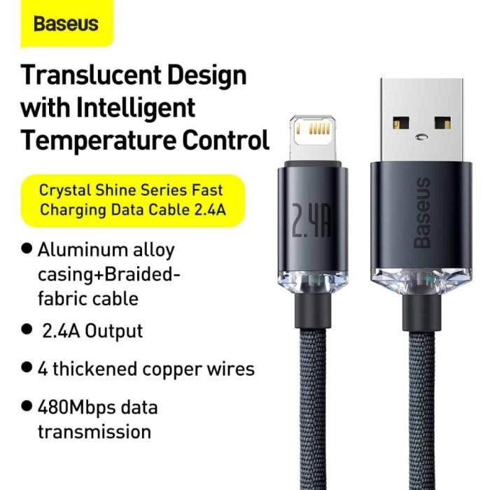 Gambar PTR Baseus Crystal Shine Kabel iPhone USB to Lightning 2.4A Fast dari Josiia undefined Tokopedia