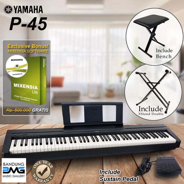 Gambar Yamaha P45 Digital Piano + Xstand + Kursi / P 45 / P45B / P 45B - Kursi Keyboard dari E-Grosiria undefined Tokopedia