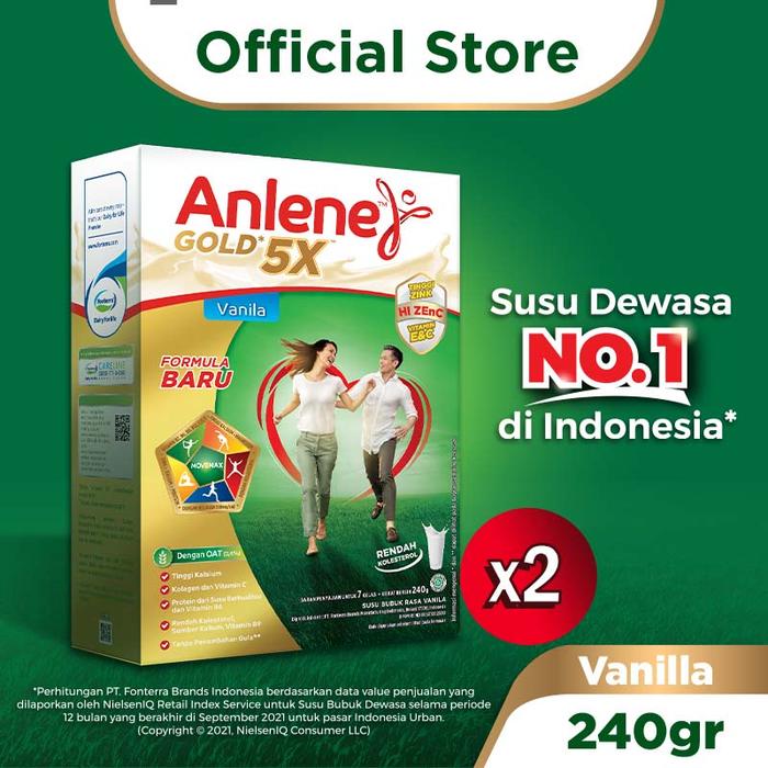 Gambar Anlene Gold 5X Susu Bubuk Vanila 2 X 240g - Nutrisi Tulang, Sendi, Dan dari tokoardiparatama677 undefined Tokopedia