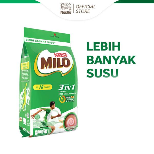 Gambar MILO 3in1 ACTIV-GO Susu Coklat Polybag 18x34g - Minuman Serbuk Cokelat dari tokoardiparatama677 undefined Tokopedia