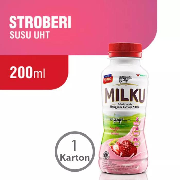 Gambar MILKU Susu UHT Stroberi Premium 12 X 200ml (1 Karton) dari tokosaidhidayt888 undefined Tokopedia