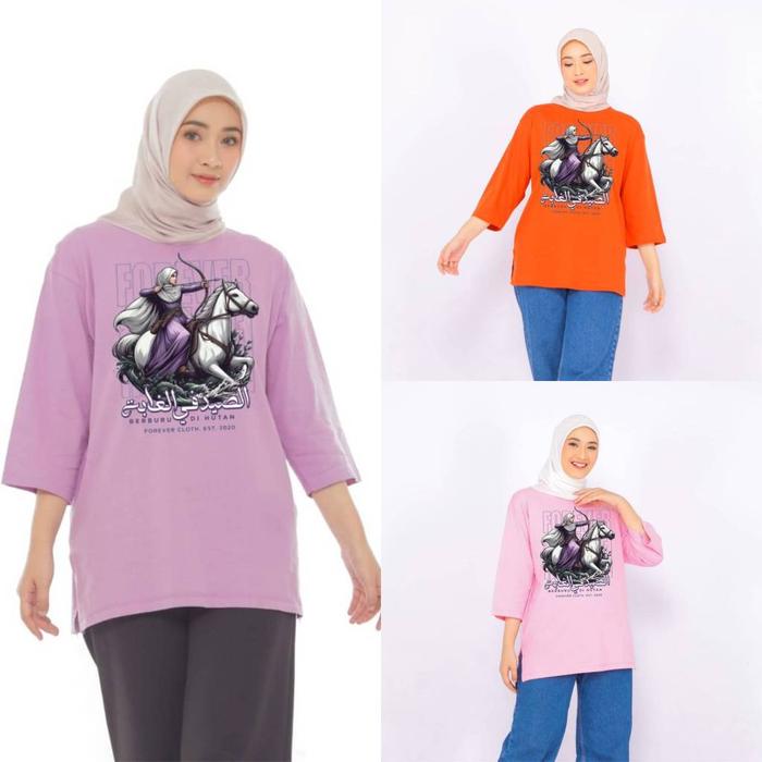 Gambar KAOS OVERSIZE lengan 7/8 Bahan Cotton Combed 24s Motif EQUESTRIAN dari HANNASPOET64 undefined Tokopedia