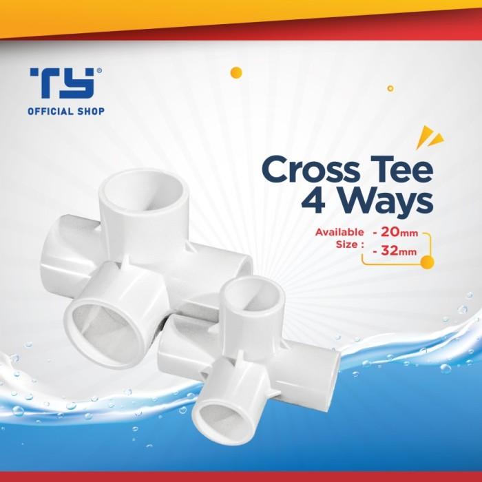 Gambar TY K33 Cross Tee T Four 4 Way Pipa Pipe U-PVC Filter Filtrasi Akuarium - Grey, 20 mm dari Mayin Store Jakarta undefined Tokopedia
