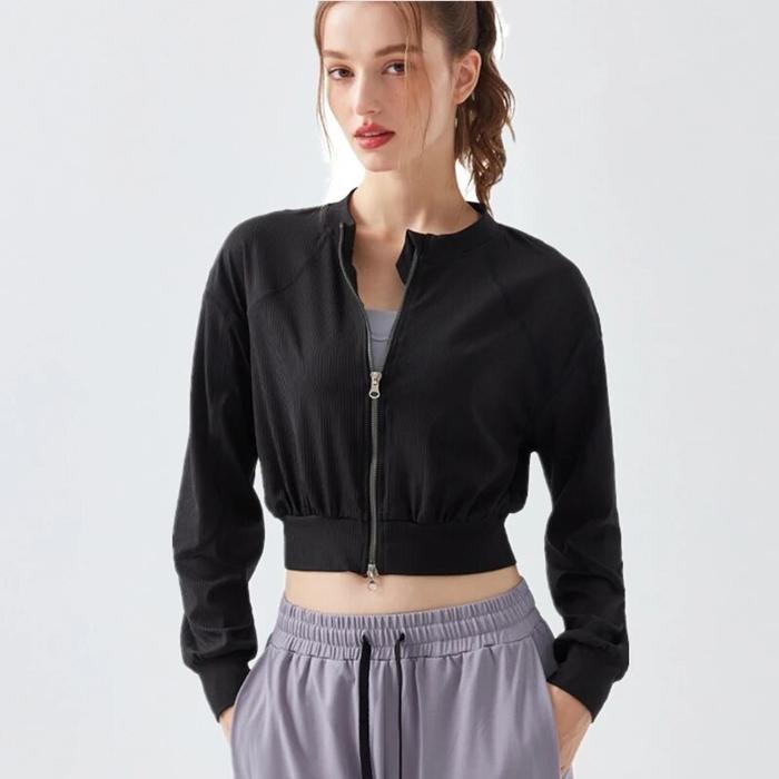 Gambar Jaket Olahraga Wanita Croptop Bomber Joging Outdoors sport Women Loose - Black, S dari Customeverywear undefined Tokopedia