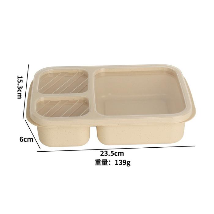 Gambar LYSASHOP Lunch Box Set Kotak Bekal Makan Dengan Sendok Tempat Makan - 3 Sekat Cream dari LYSASHOP888 undefined Tokopedia