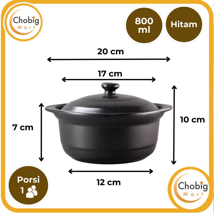 Gambar CHOBIG Panci Keramik Masak Rebus Godok Obat Herbal Jamu Sapo Sup Sop Soto Rawon Kuah Ceramic Pot Tanah Liat Clay Claypot Model 1 - 800ml Hitam dari Chobig Mart undefined Tokopedia