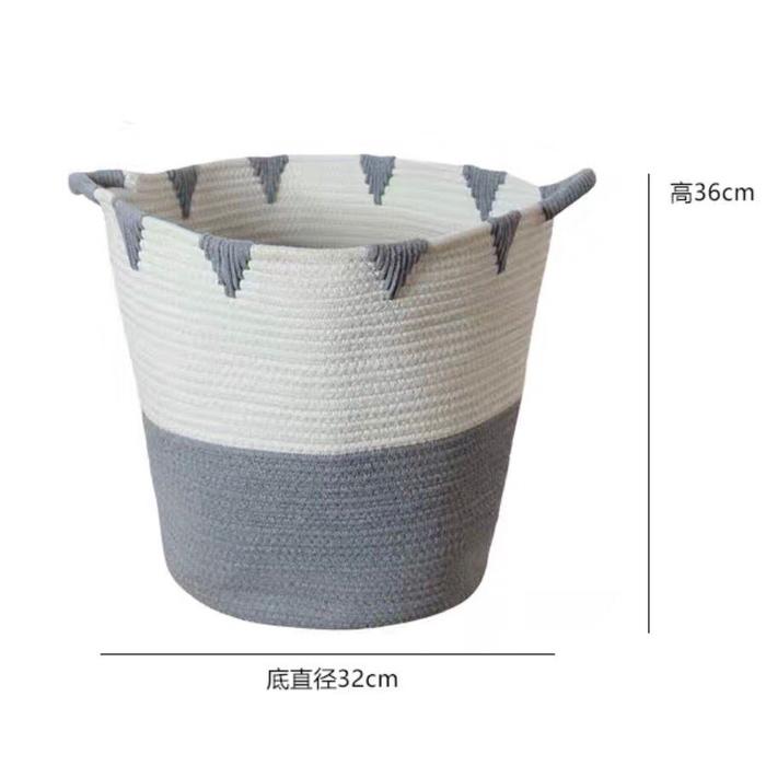 Gambar Keranjang Laundry Basket Jerami Nordic / Storage Basket Penyimpanan Nordic Style - Putih Biru dari mode shop online store undefined Tokopedia
