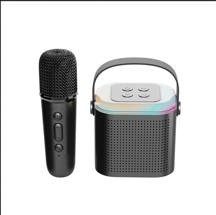Gambar Speaker Karaoke Y1 Wireless Bluetooth Mini 2 Mic RGB Portable - Black - 1Mic dari BXMStore undefined Tokopedia