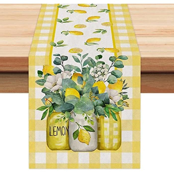 Gambar JJ Summer Lemon Vase Linen Table Runners Holiday Party Decorations Y dari Jaya jaya Mart undefined Tokopedia