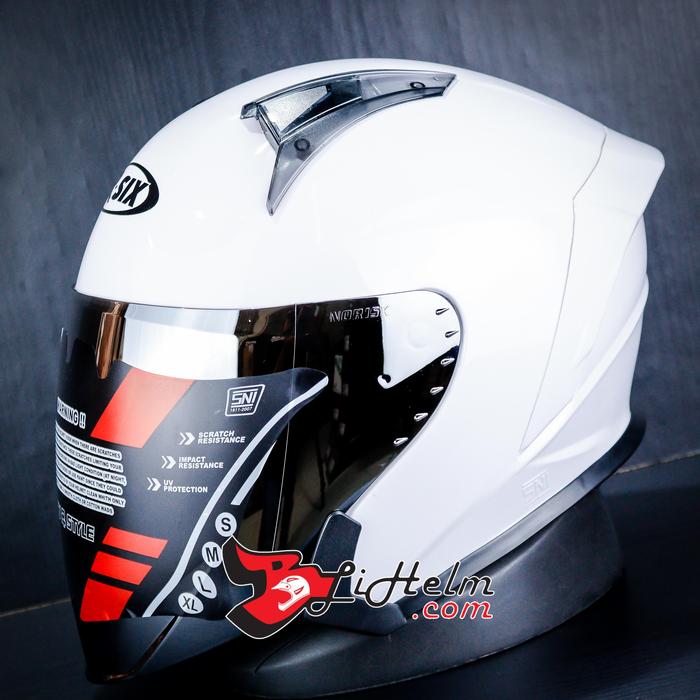 Gambar RSIX HELM EAGLE | SOLID | R-SIX SINGLE VISOR MICROLOCK - WHITE, Silver dari Bli Helm undefined Tokopedia
