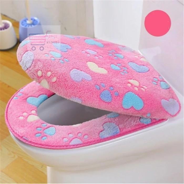 Gambar Set Cover Sarung Penutup Alas Dudukan Closet Toilet Keset Kamar Mandi - Pink dari Safety Market Jakarta 2 undefined Tokopedia
