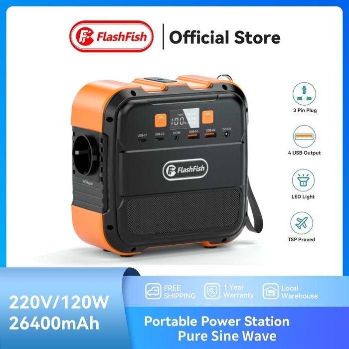 Gambar (Ready)Flashfish 120W 26400mAh Mini Power Station Portable Solar dari marukostore99 undefined Tokopedia